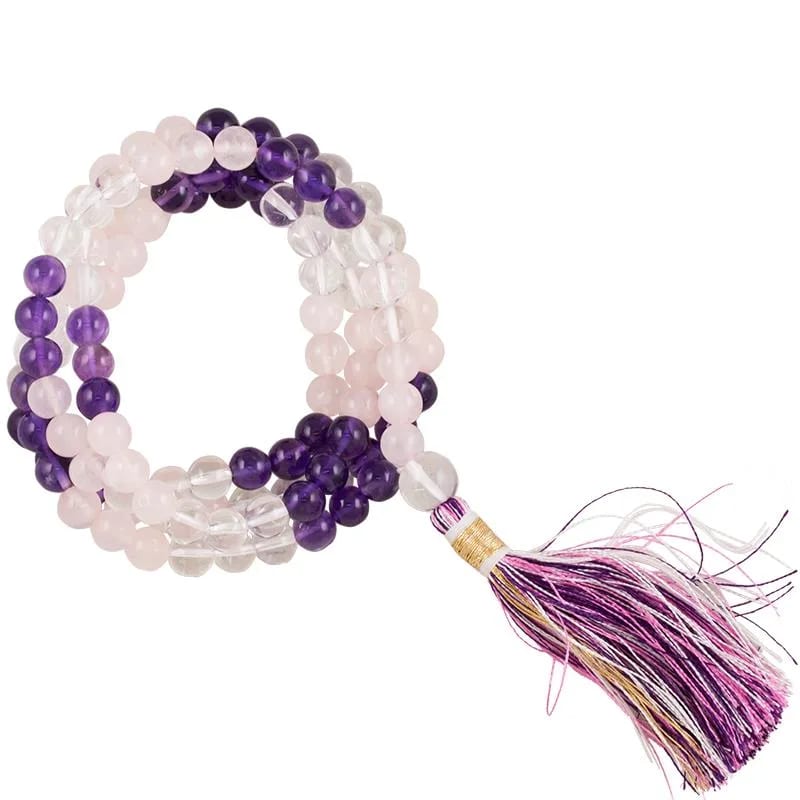Mala Amethyst / Rosenquarz / Bergkristall - AA-Qualität Perlen ~0,8 cm