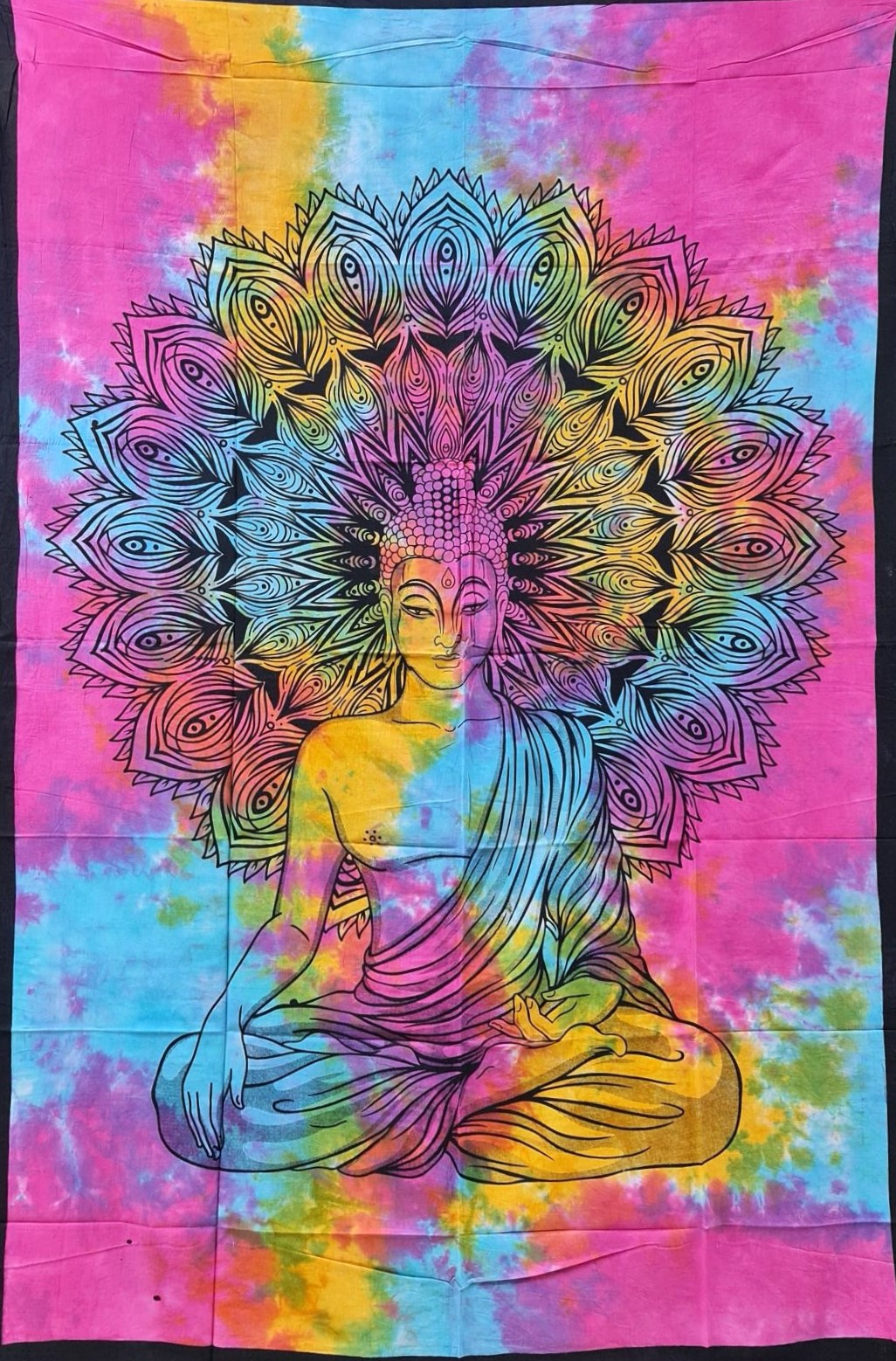 Ritualtuch Tagesdecke Wandbehang - Buddha - bunt Batik - Normalgröße