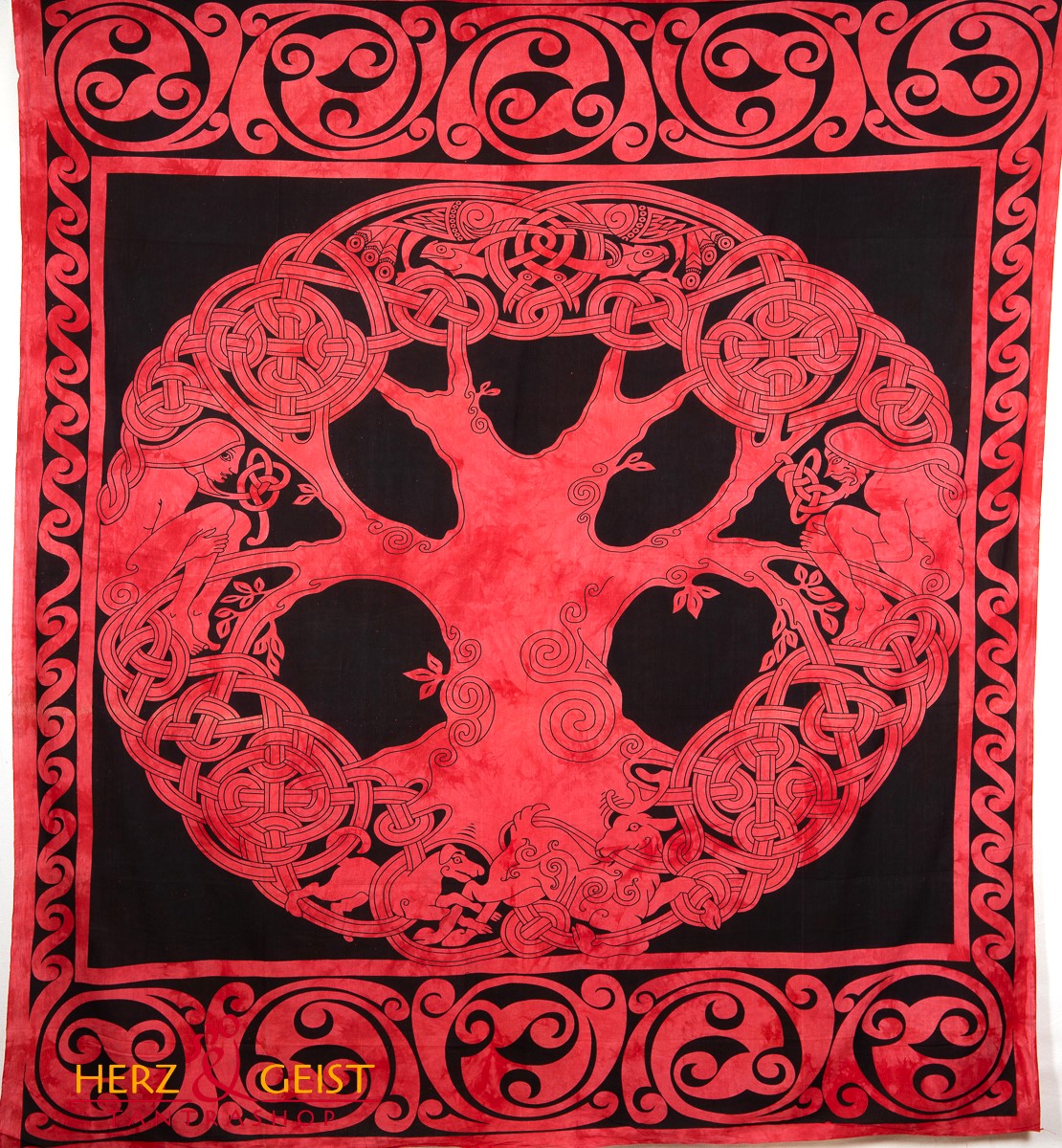 Ritualtuch Tagesdecke Wandbehang - Celtic Tree rot - Doppelt