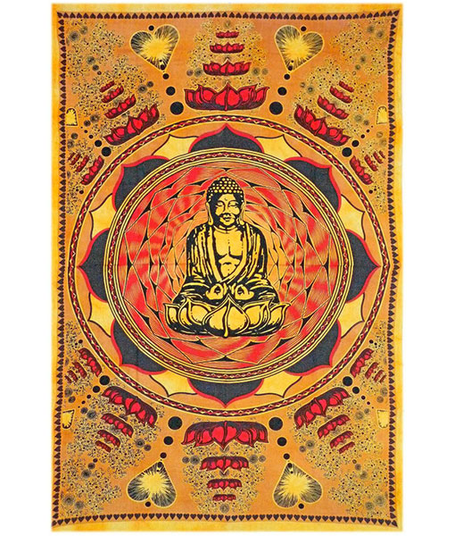 Ritualtuch Tagesdecke Wandbehang - Buddha on Lotus yellow - Normalgröße