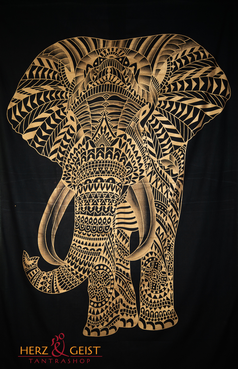Wandbehang - African Elephant Golddruck schwarz - Normalgröße