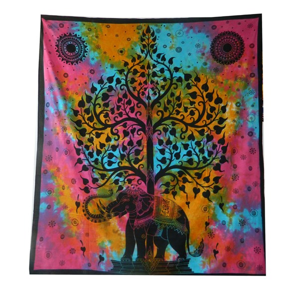 Ritualtuch Tagesdecke Wandbehang - Elefantenbaum BATIK - Doppelt