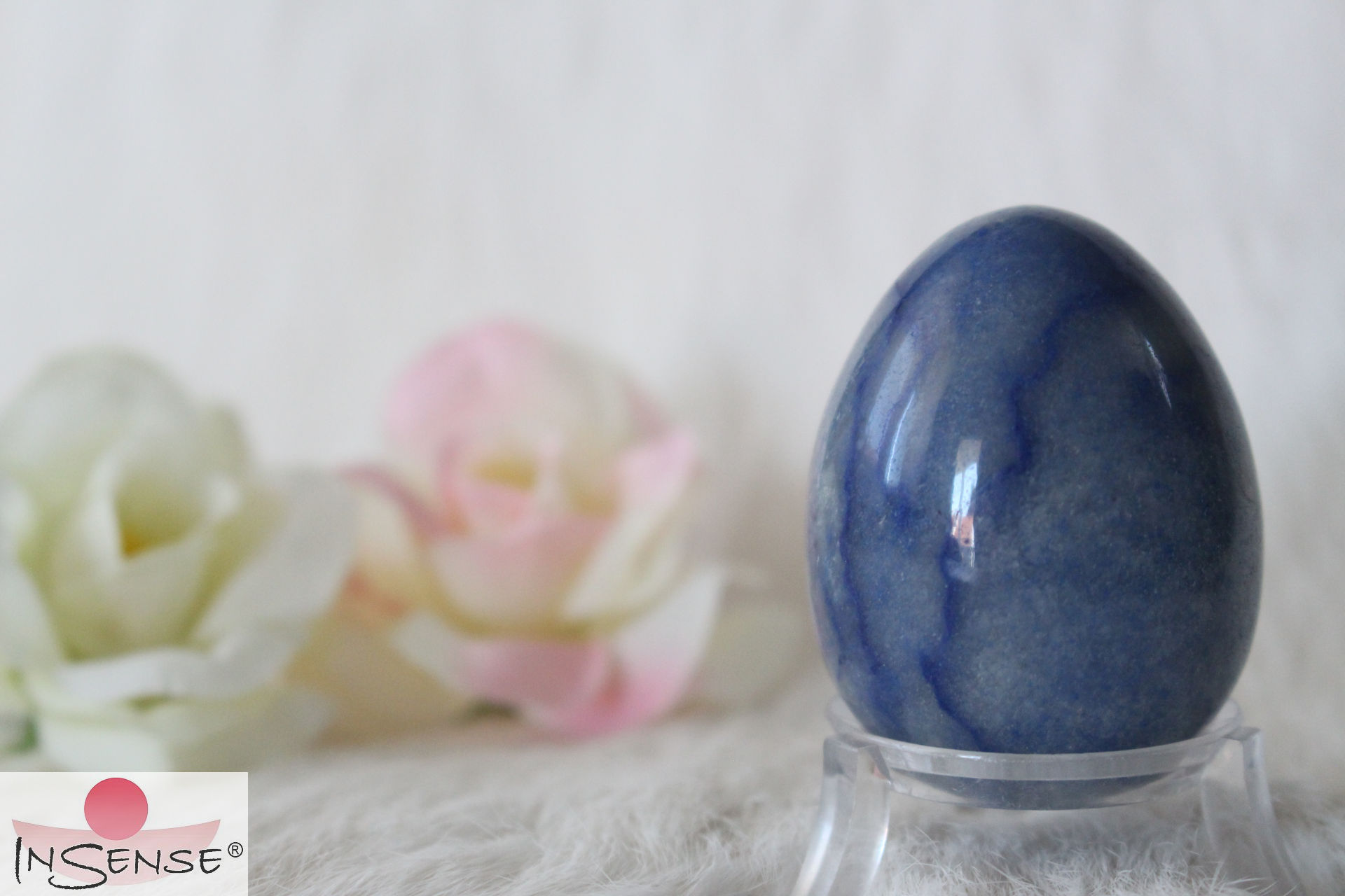 Deko-Ei Blauer Aventurin - 4 x 3 cm - ungebohrt