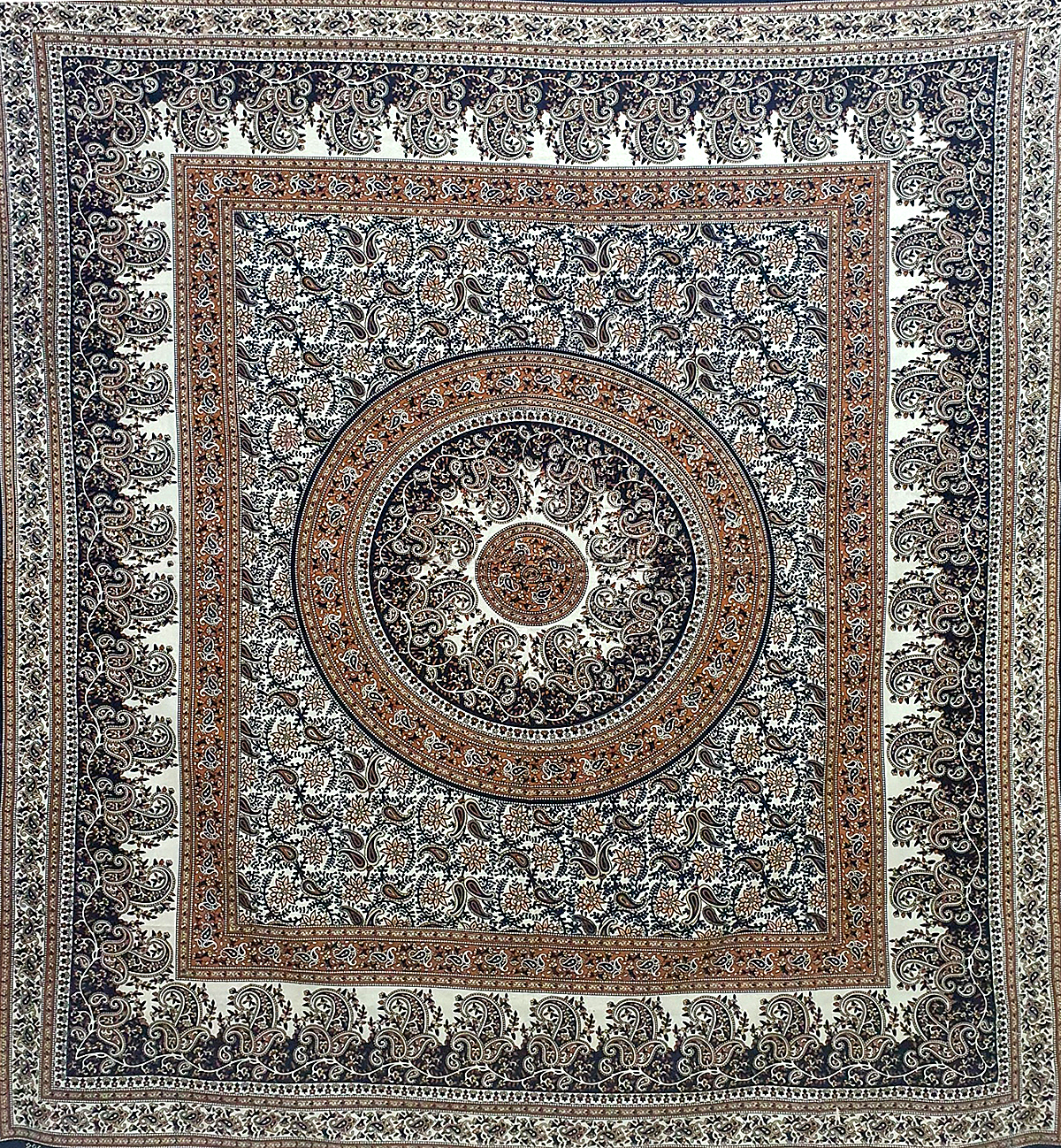 Ritualtuch Tagesdecke Wandbehang - Paisley Ornament ocker - Doppelt