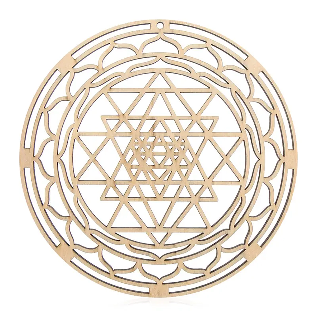 Shri Yantra Symbol - Holz Laserschnitt 14 cm