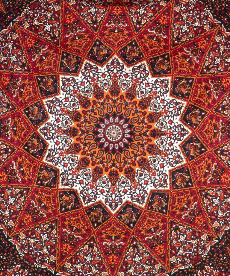 Ritualtuch Tagesdecke Wandbehang - "Paisley Star Elefant" rot - Normalgröße