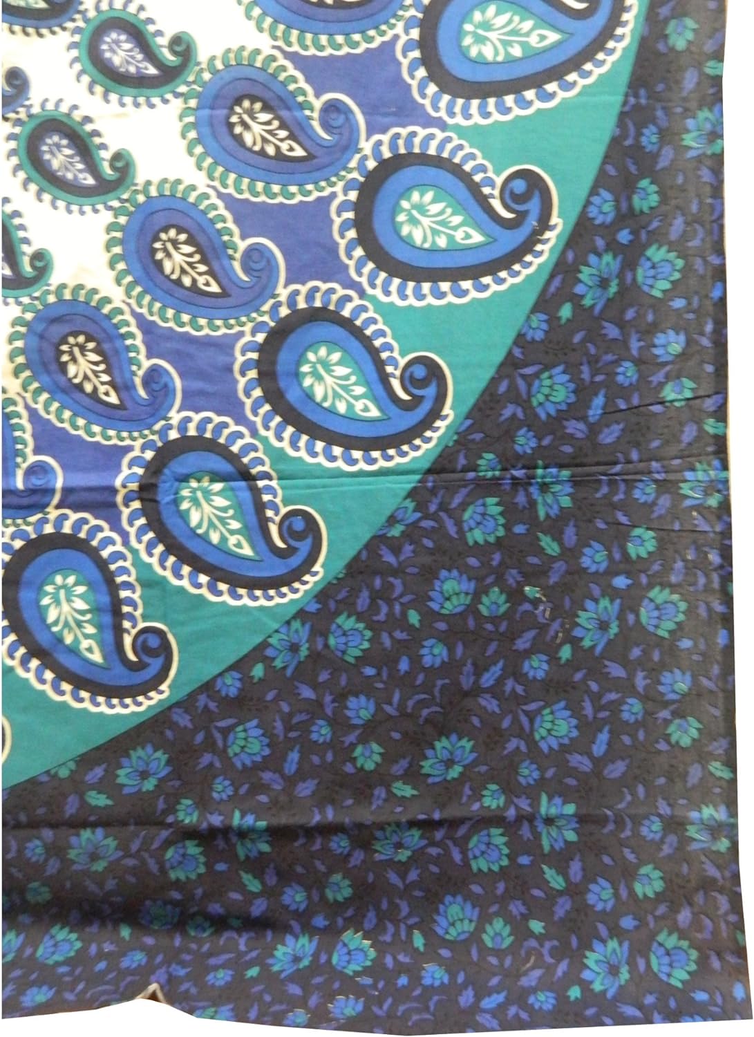 Ritualtuch Tagesdecke Wandbehang - Paisley Mandala blau/türkis - Doppelt