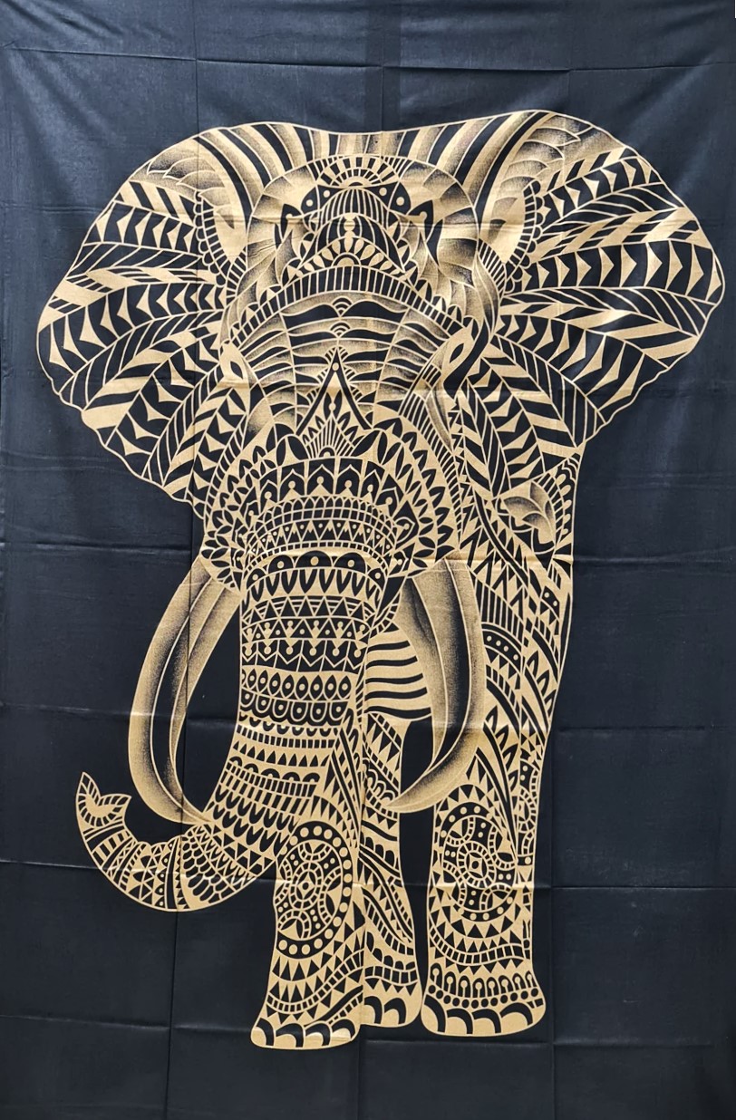 Wandbehang - African Elephant Golddruck schwarz - Normalgröße