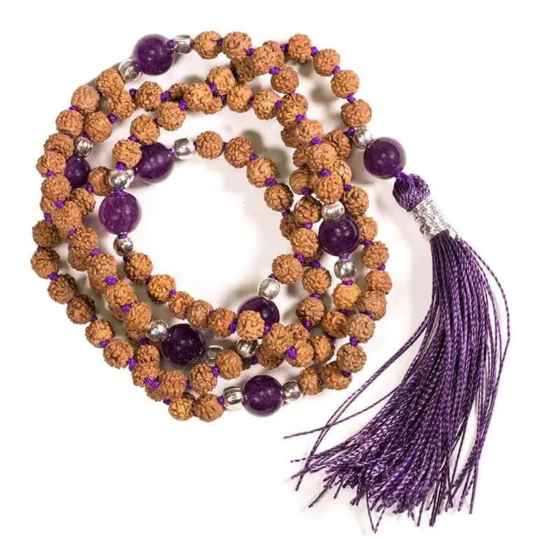 Mala Rudraksha Samen / Amethyst - mit Quaste