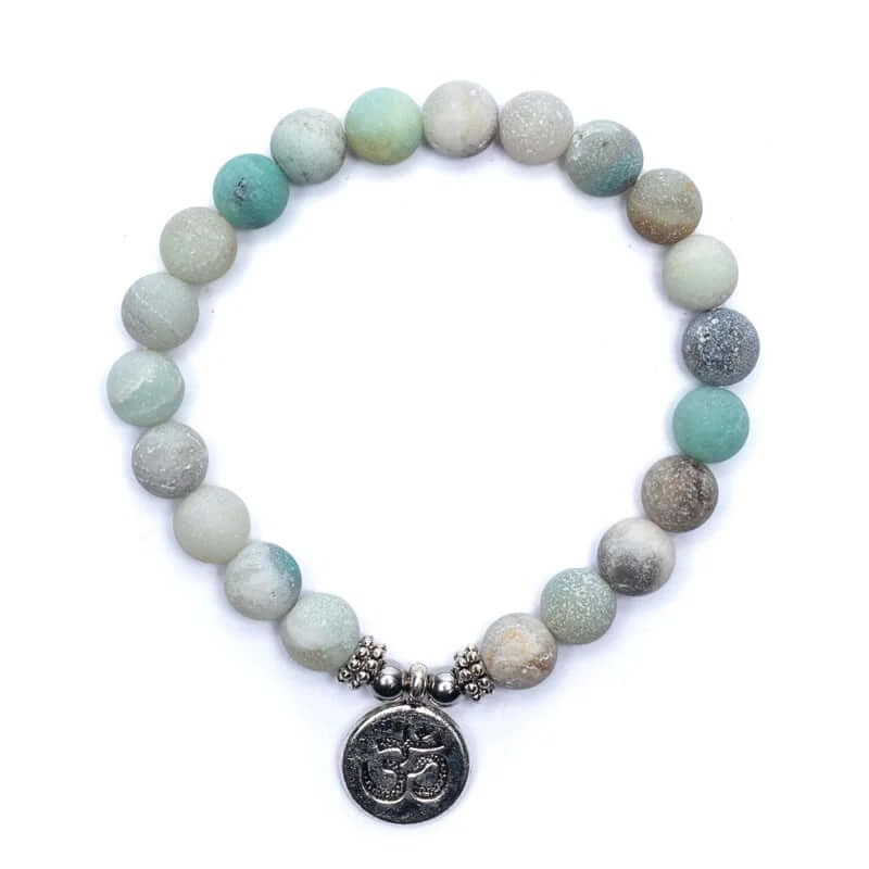 Mala/ Armband Amazonit elastisch mit Om 0,8 cm