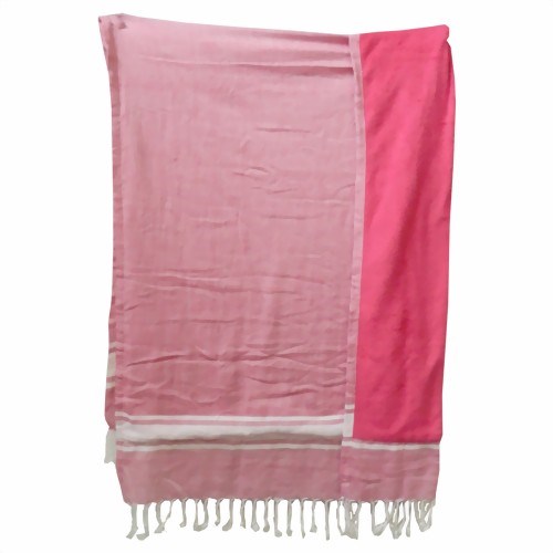 Saunatuch / Liegetuch gestreift - ROSA - mit Frotteeinnenseite