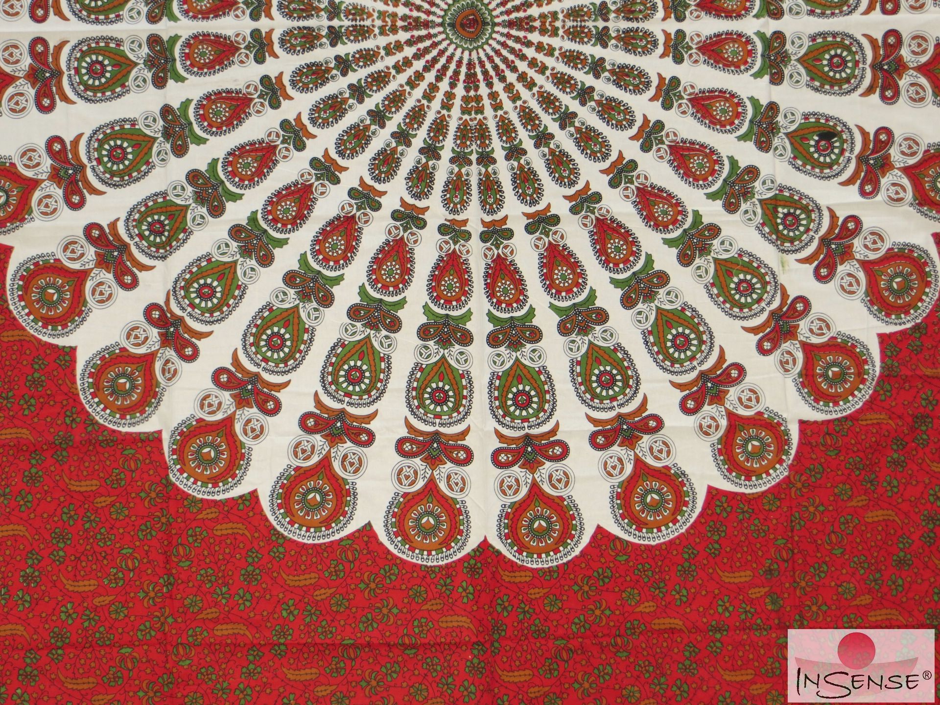 Ritualtuch Tagesdecke Wandbehang - Peacock "Heaven" rot - Doppelt