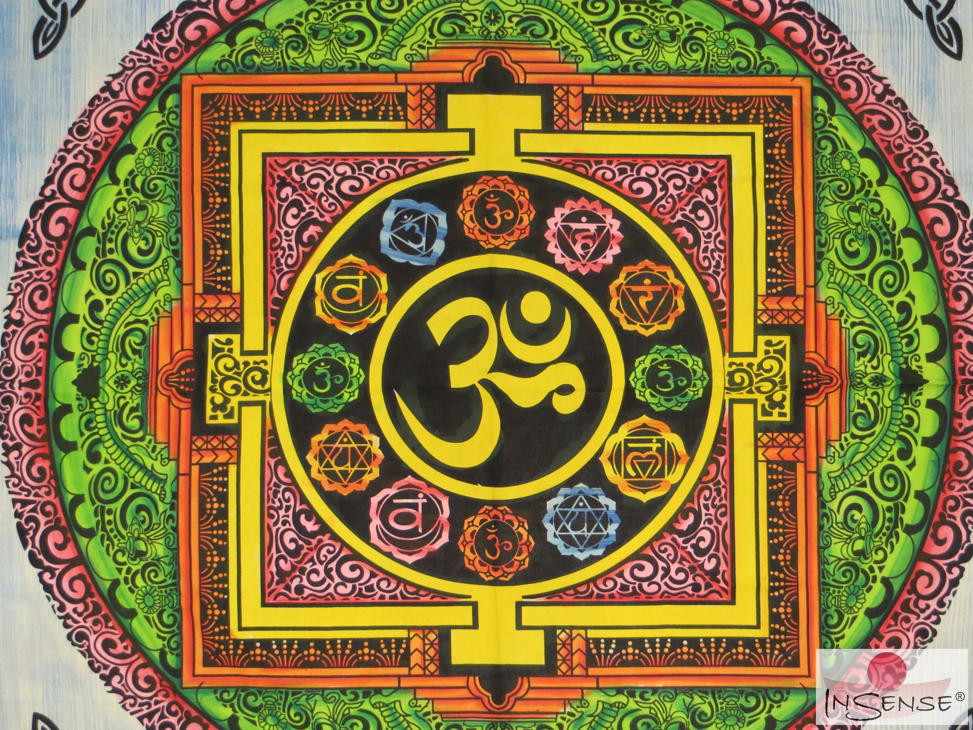 Ritualtuch Tagesdecke Wandbehang - OM Mandala Bunt - Doppelt