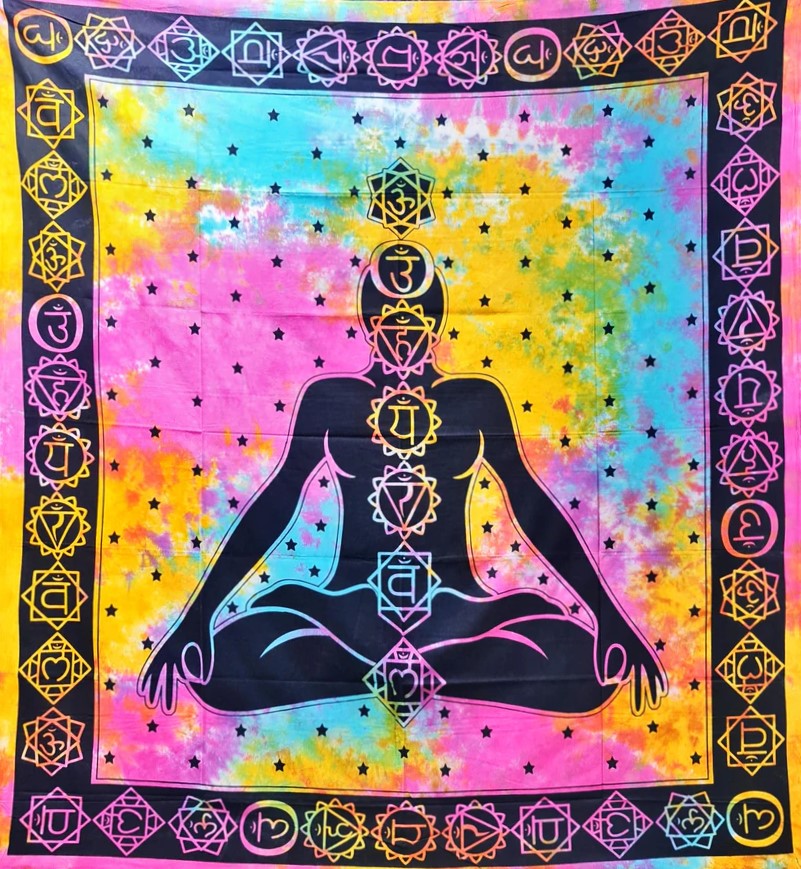 Ritualtuch Tagesdecke Wandbehang - Chakra Yogi batik - Doppelt