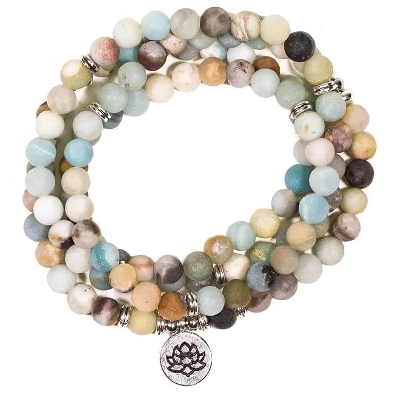 Mala Amazonit elastisch mit Lotus 0,8 cm