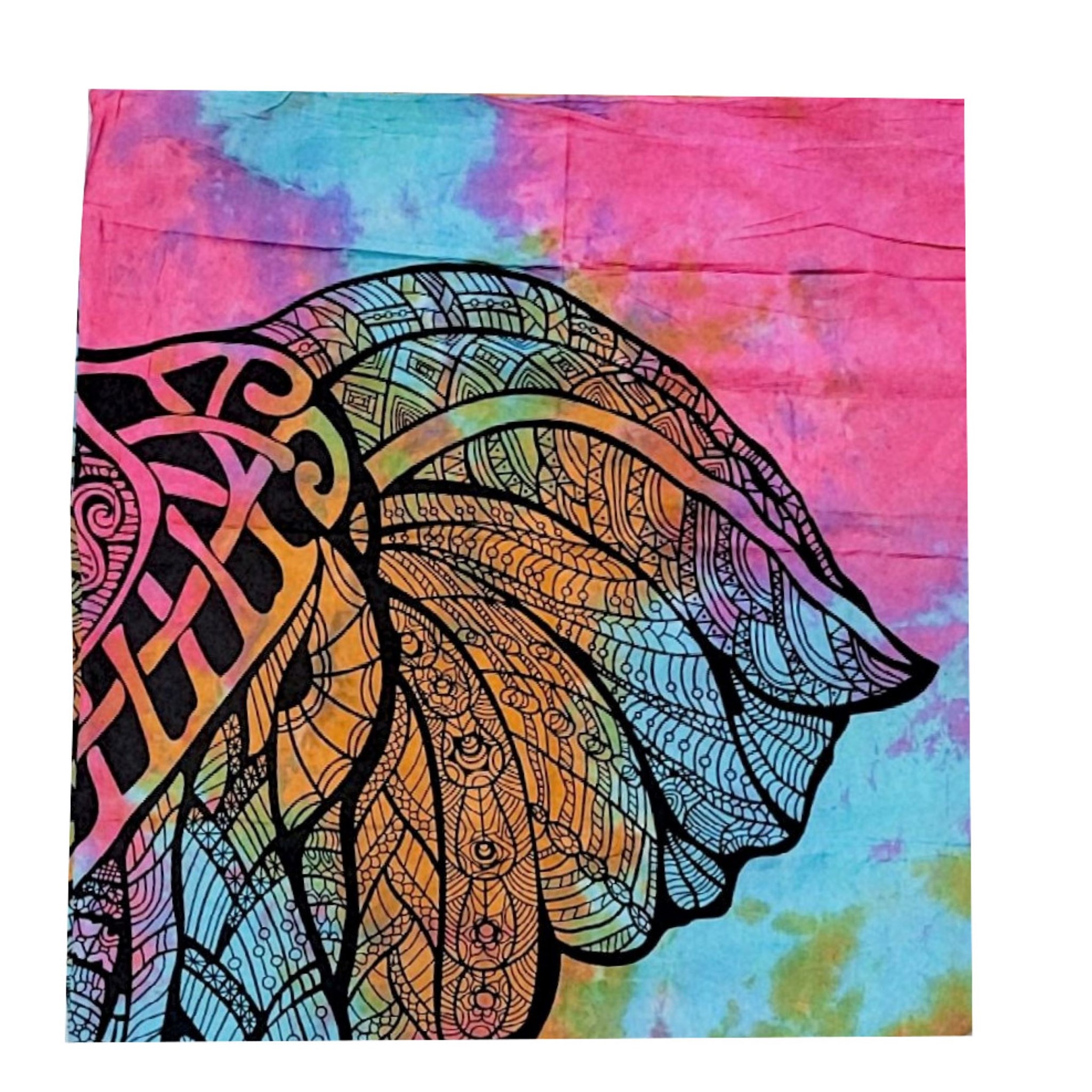 Ritualtuch Tagesdecke Wandbehang - Afrikan Elephant bunt/batik - Doppelt