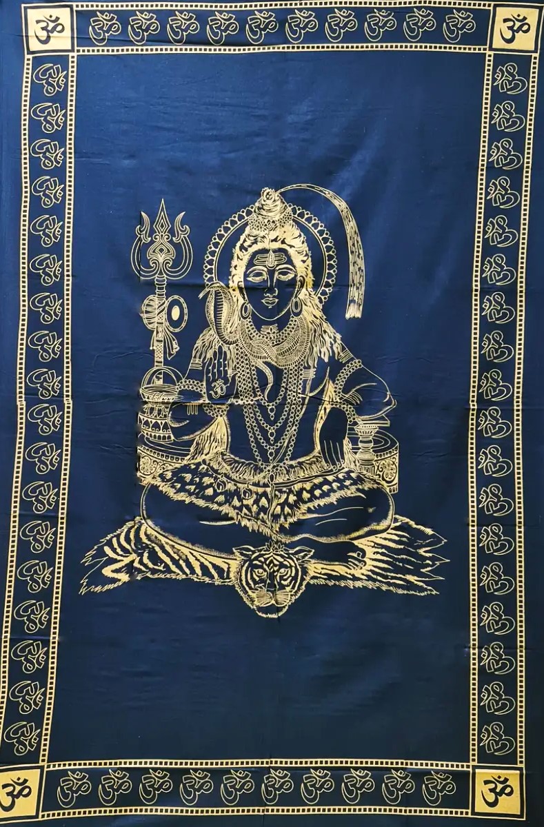 Wandbehang - Shiva Golddruck dunkelblau - Normalgröße