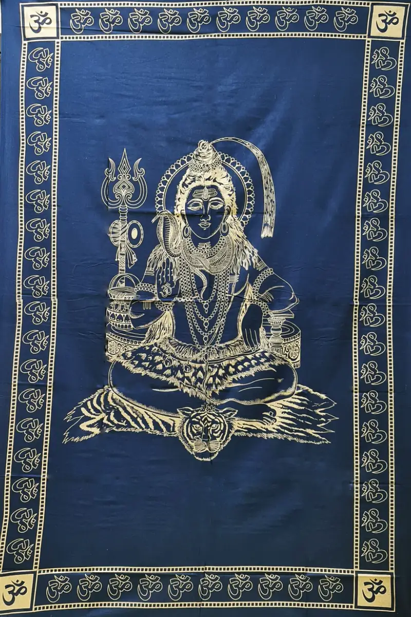 Wandbehang - Shiva Golddruck dunkelblau - Normalgröße