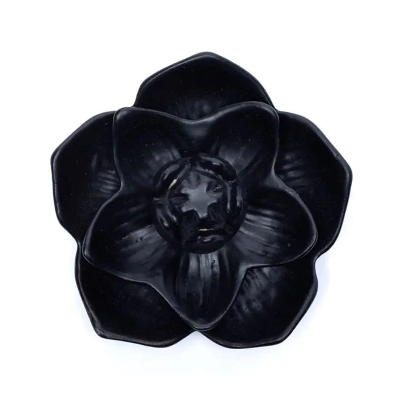 Rückfluss-Räuchergefäß - LOTUS schwarz - 12,7 x 5,8 cm