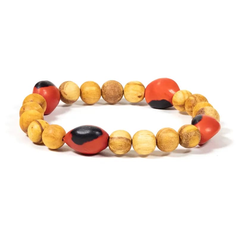 Armband - Palo Santo mit Huayro Perlen - elastisch