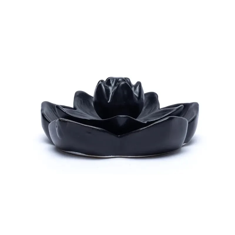 Rückfluss-Räuchergefäß - LOTUS schwarz - 12,7 x 5,8 cm
