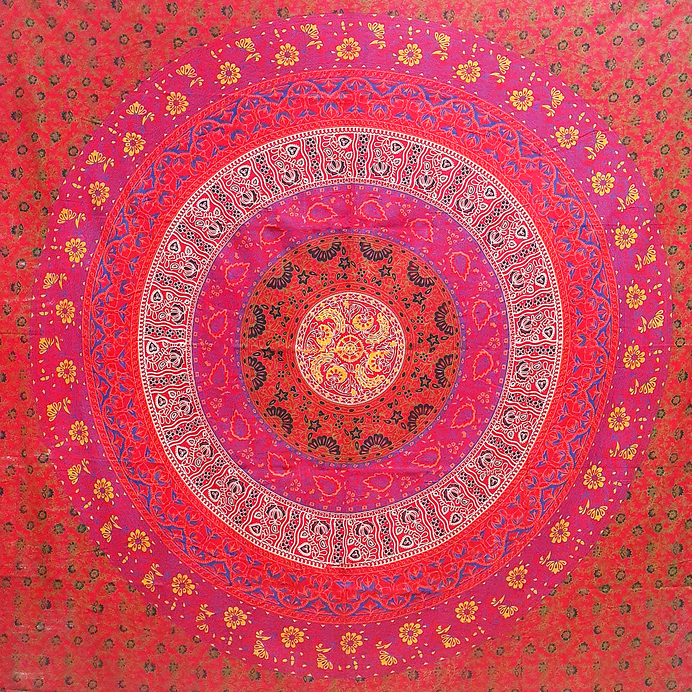 Ritualtuch Tagesdecke Wandbehang - Mandala Circle red - Doppelt
