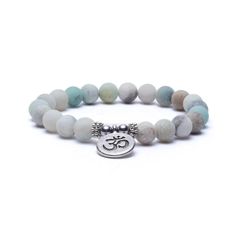 Mala/ Armband Amazonit elastisch mit Om 0,8 cm