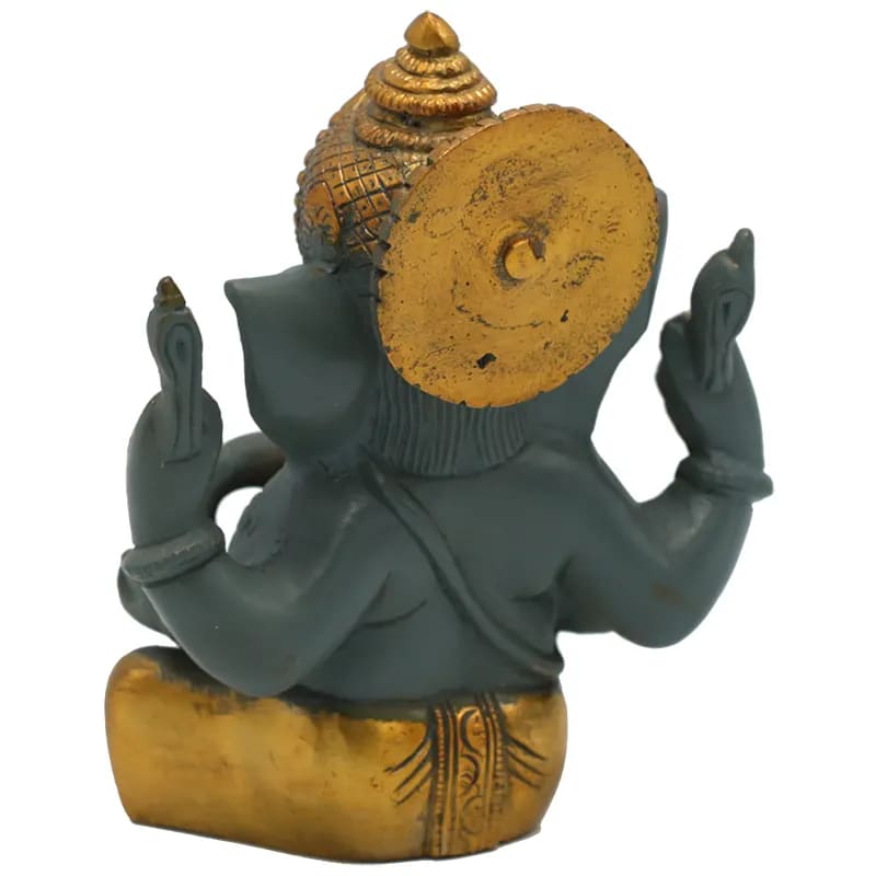 Ganesha Statue grau / goldfarben - Messing - 14cm