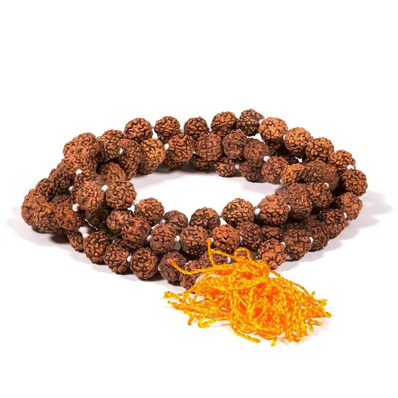 Mala Rudraksha Samen - mit oranger Quaste