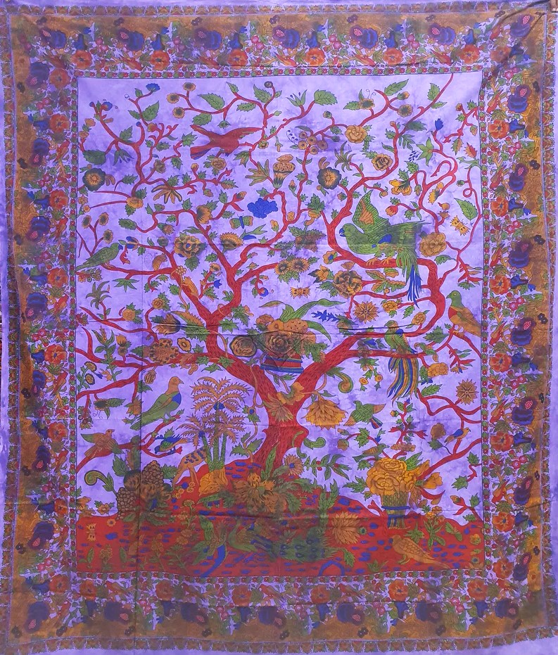 Ritualtuch Tagesdecke Wandbehang - Tree of Life violett - Doppelt