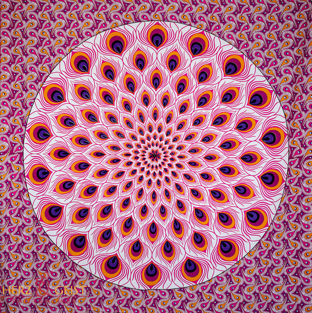 Ritualtuch Tagesdecke Wandbehang - Pfauenfeder pink - Doppelt