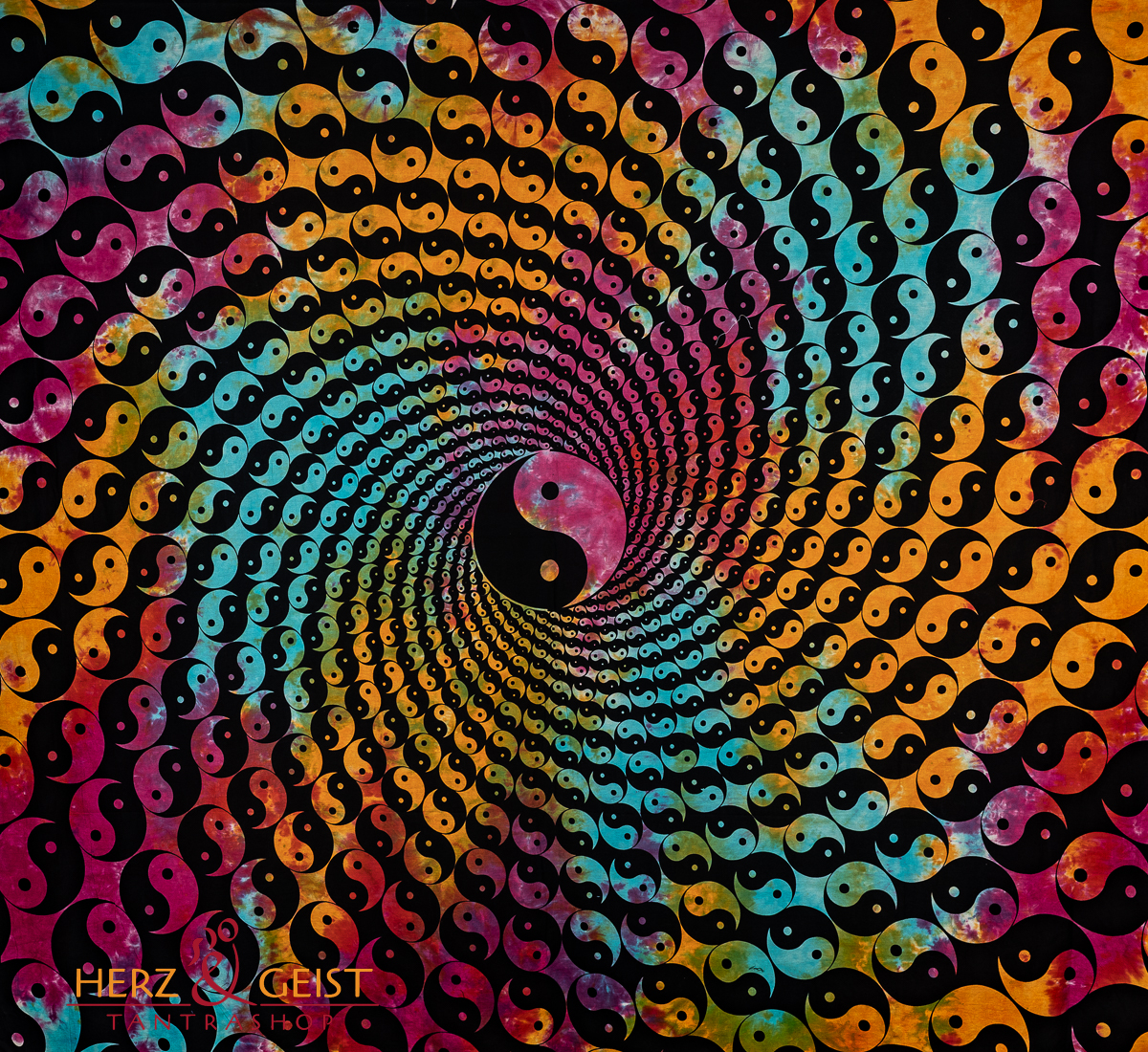 Ritualtuch Tagesdecke Wandbehang - Yin Yang Hypnose - Doppelt
