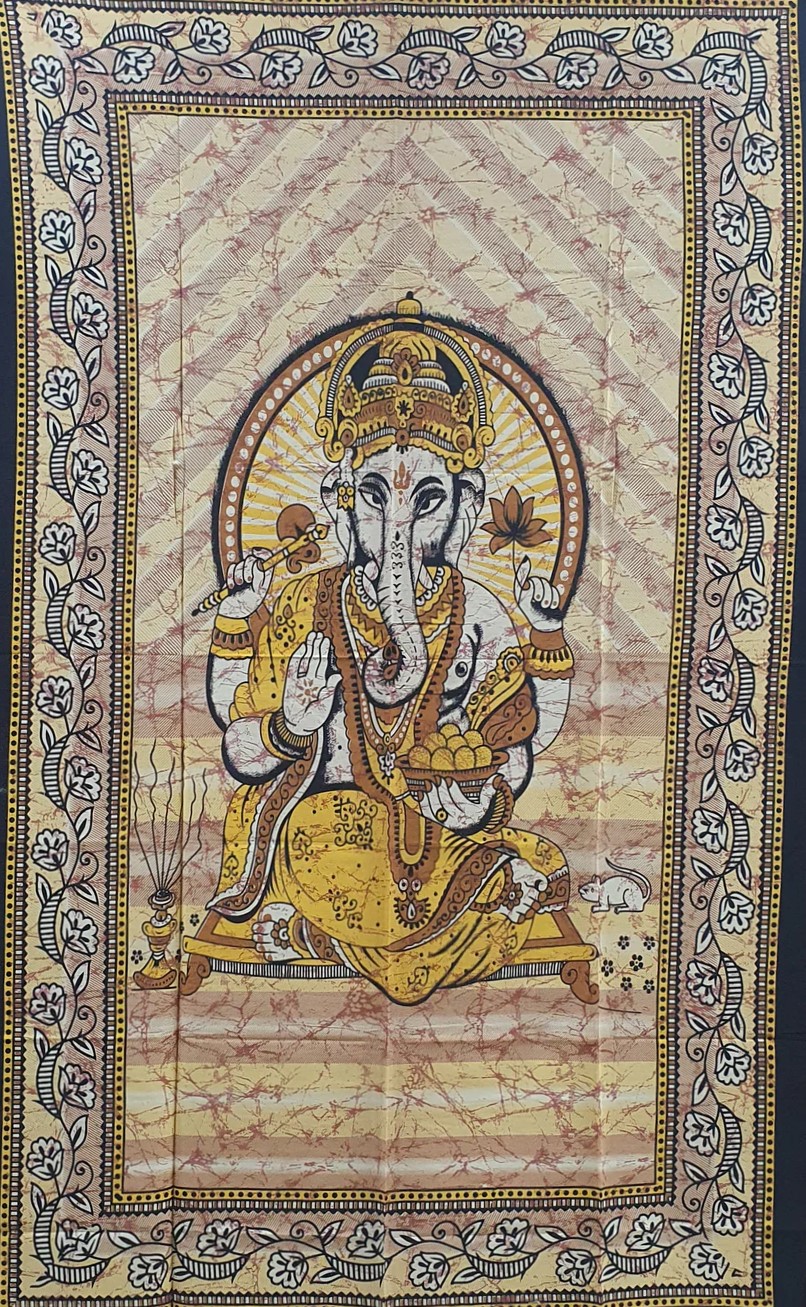 Ritualtuch Tagesdecke Wandbehang - Ganesha goldgelb - Normalgröße