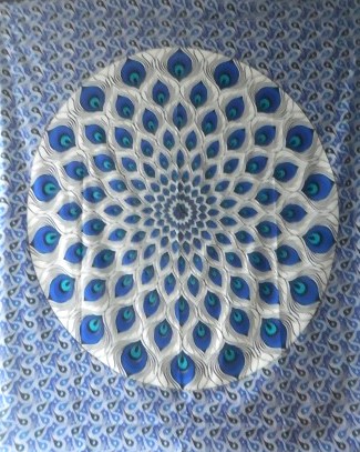 Ritualtuch Tagesdecke Wandbehang - Pfauenfeder blau - Doppelt