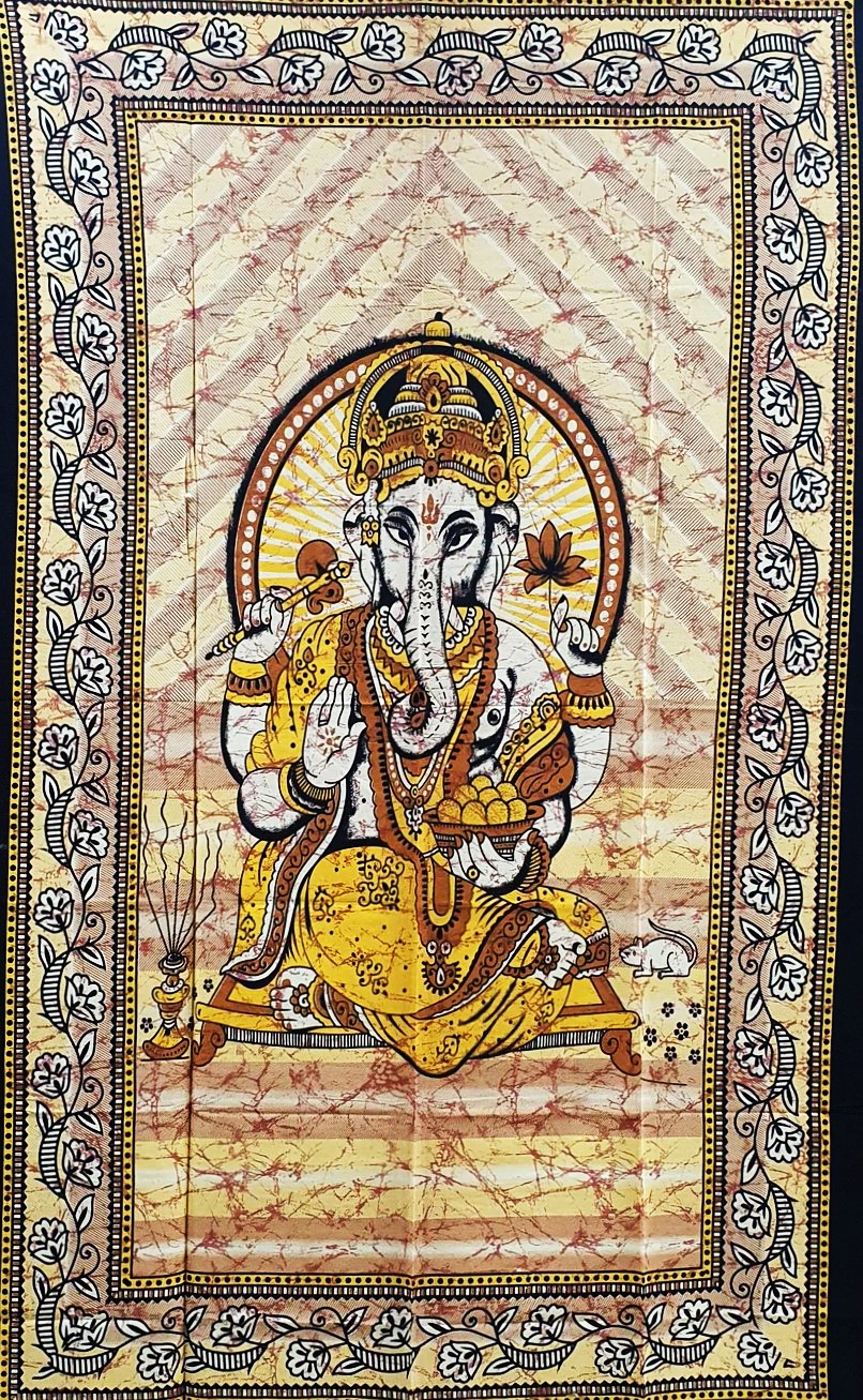 Ritualtuch Tagesdecke Wandbehang - Ganesha goldgelb - Normalgröße
