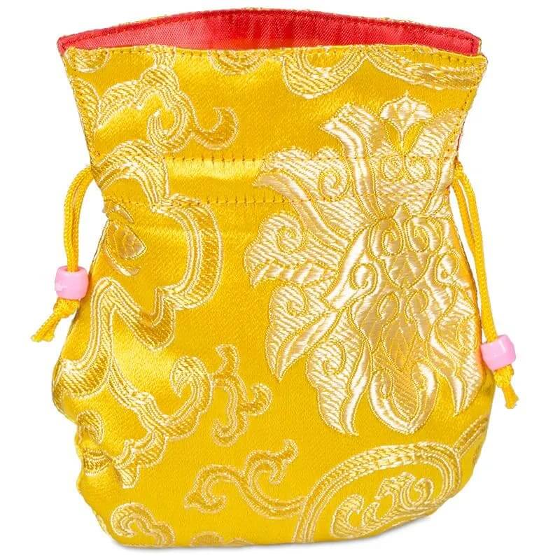 Brokat Beutel gelb mit rotem Futter 