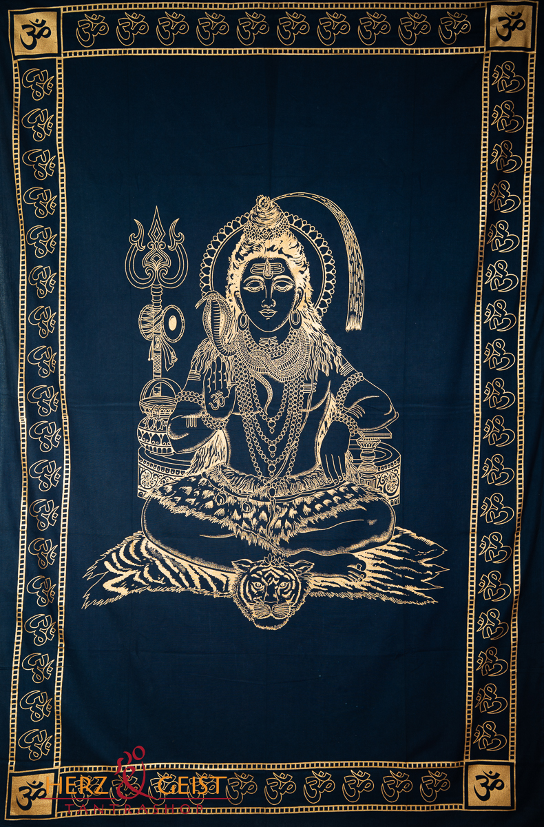 Wandbehang - Shiva Golddruck dunkelblau - Normalgröße