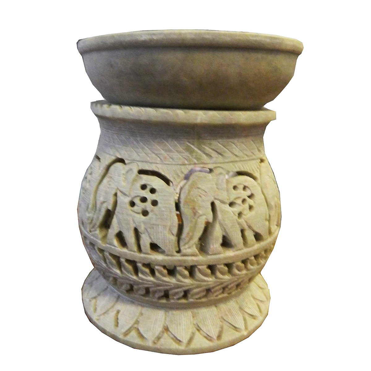 Duftlampe | Ölwärmer - Elefant - Speckstein natur