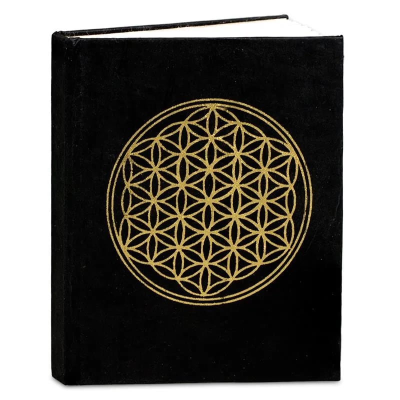 Notizbuch schwarz - Blume des Lebens