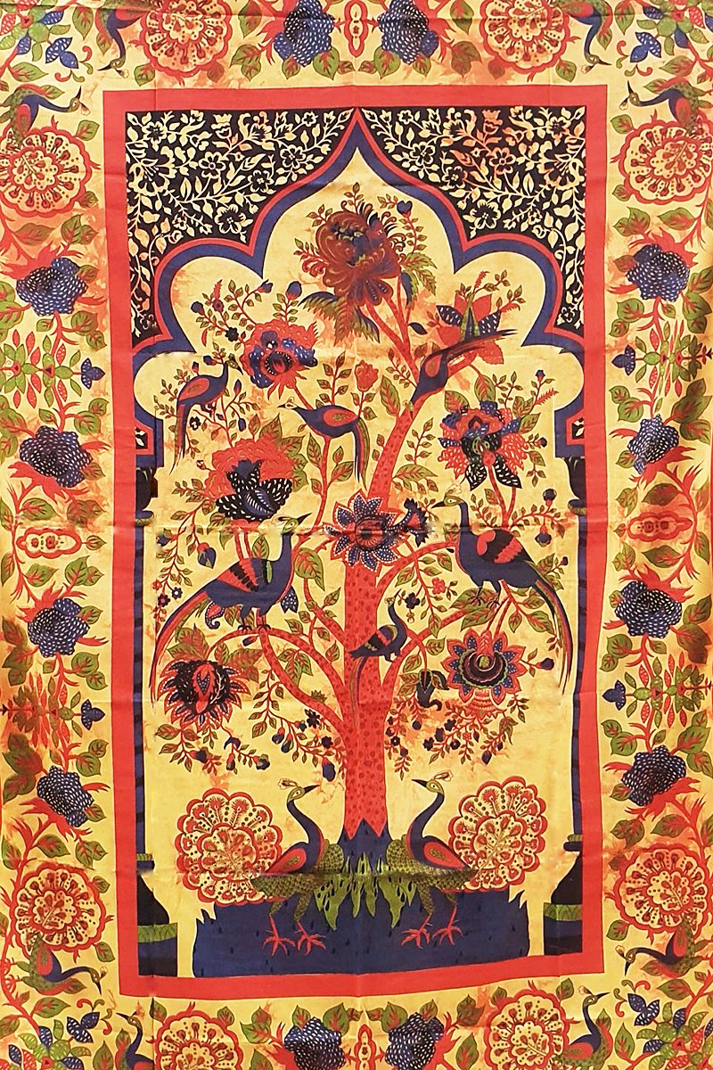 Ritualtuch Tagesdecke Wandbehang - Temple Tree of Life orange - Normalgröße
