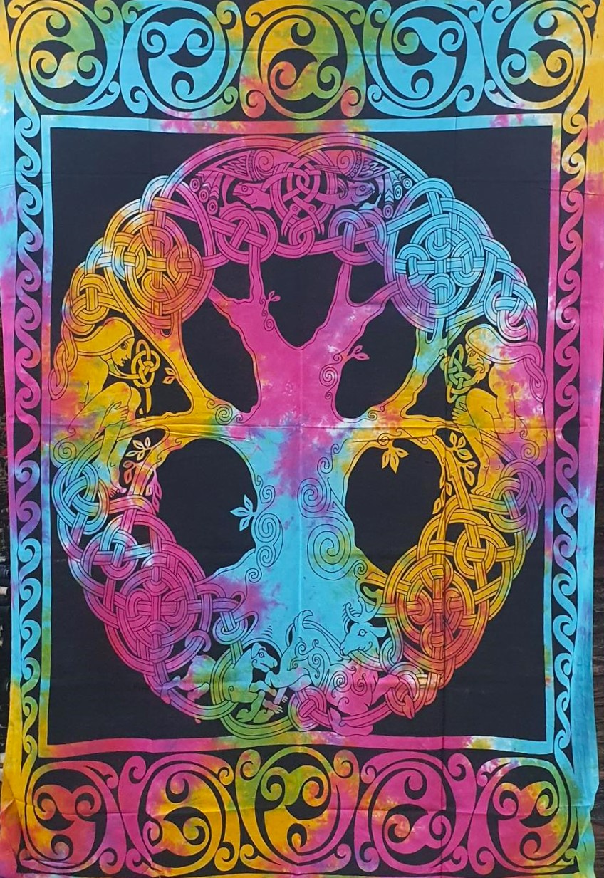 Ritualtuch Tagesdecke Wandbehang - Celtic Tree bunt - Doppelt