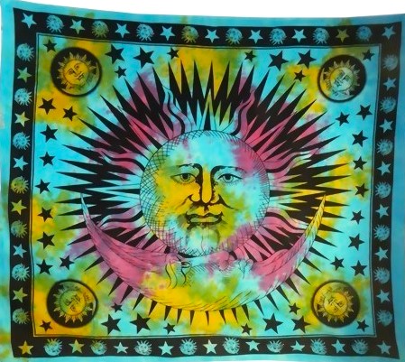 Ritualtuch Tagesdecke Wandbehang - Sonne bunt/batik - Doppelt